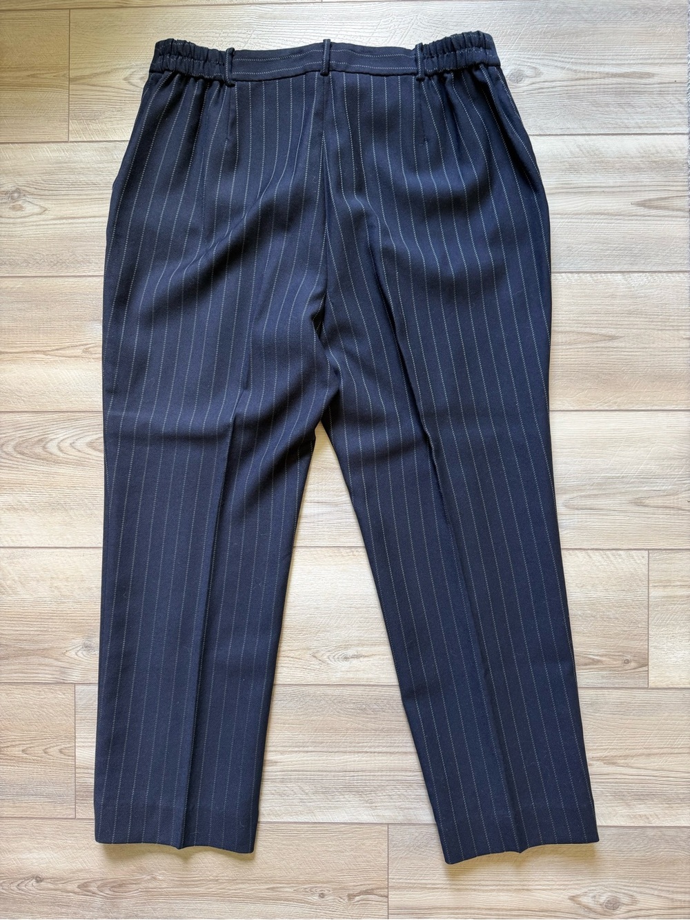 Lauren Ralph Lauren Women’s Navy Wool Pinstriped Trouser Pants Size 16W - Picture 2 of 15